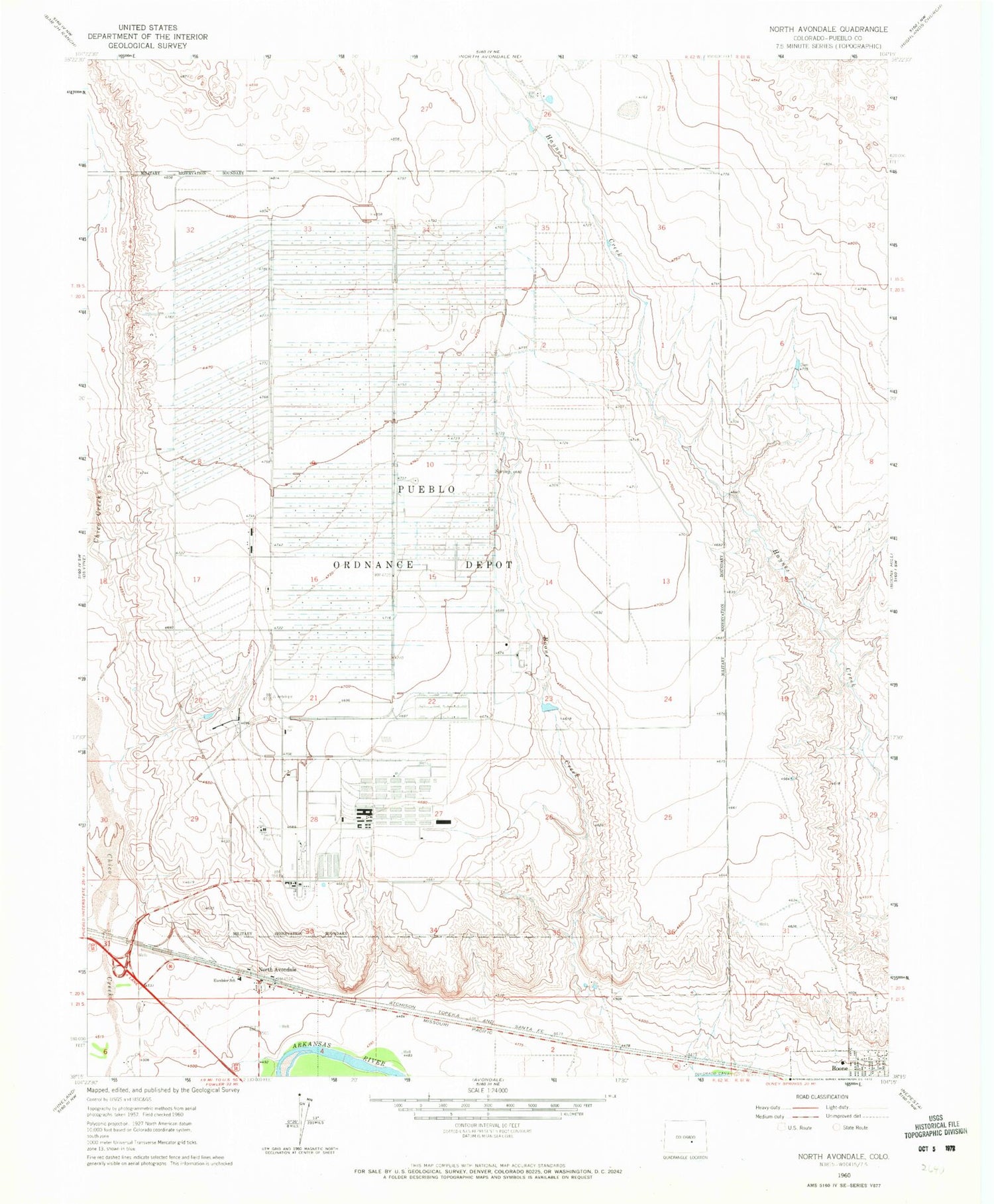 Classic USGS North Avondale Colorado 7.5'x7.5' Topo Map Image