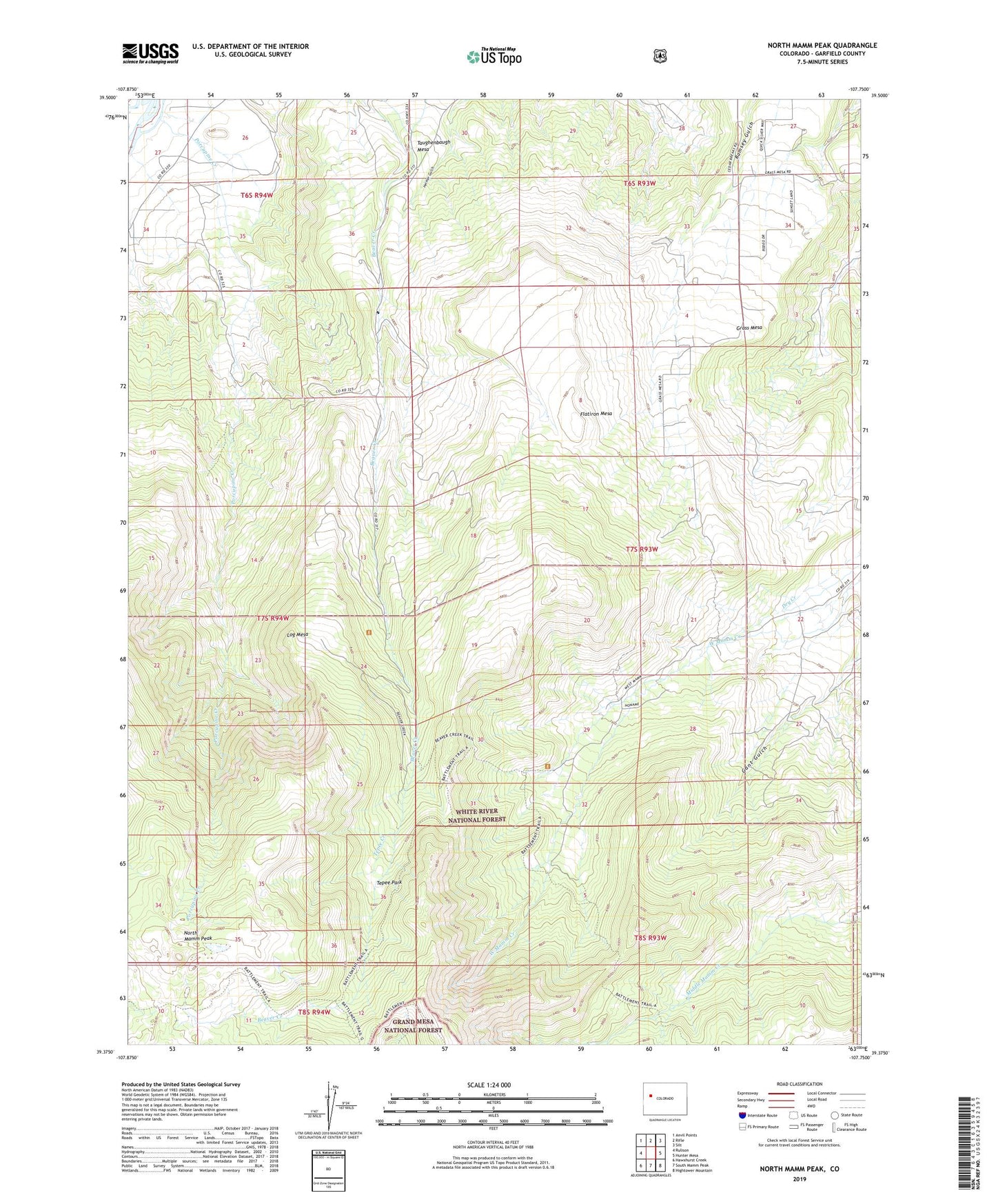 North Mamm Peak Colorado US Topo Map Image