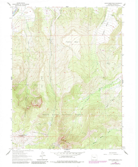 Classic USGS North Mamm Peak Colorado 7.5'x7.5' Topo Map Image