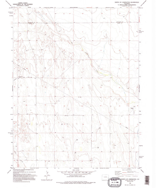 Classic USGS North of Chivington Colorado 7.5'x7.5' Topo Map Image