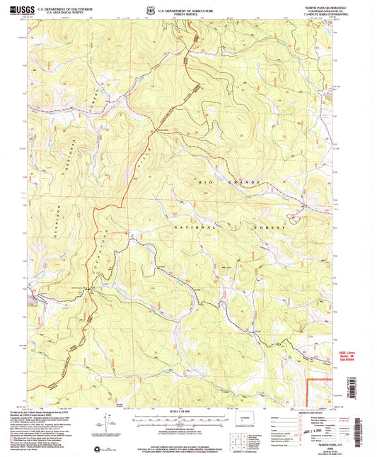 Classic USGS North Pass Colorado 7.5'x7.5' Topo Map Image