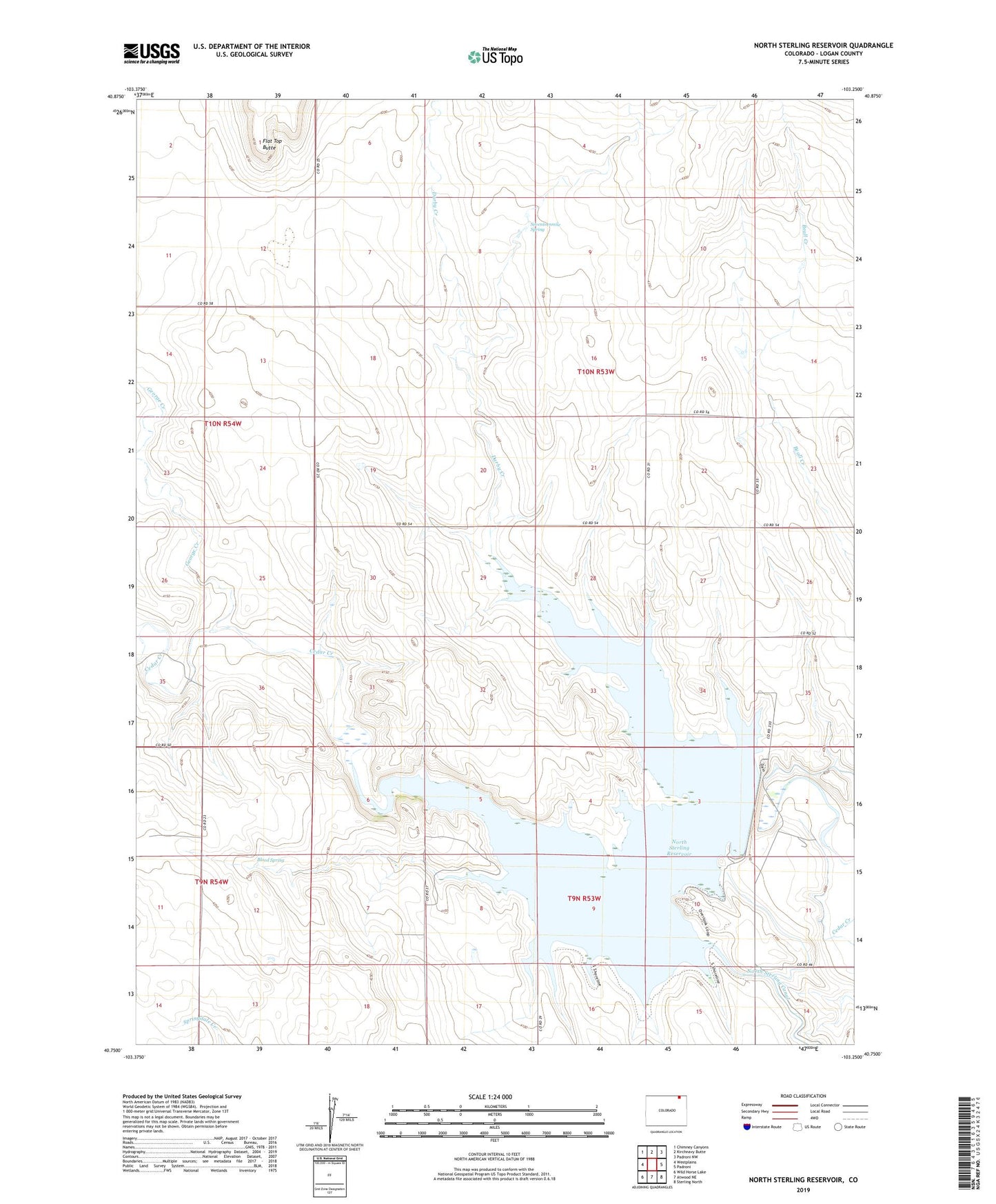 North Sterling Reservoir Colorado US Topo Map Image