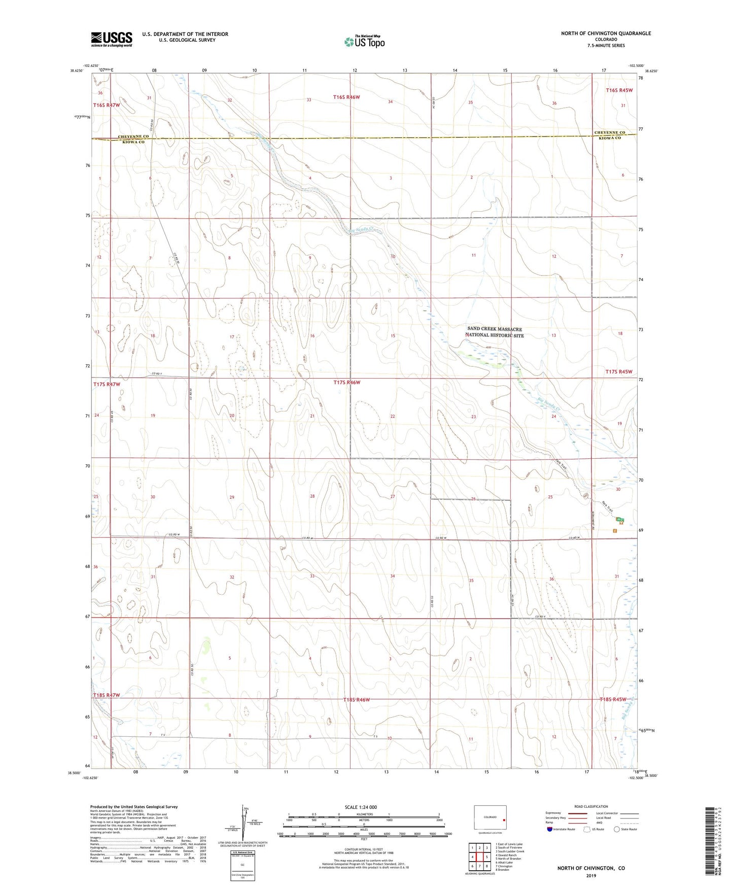 North of Chivington Colorado US Topo Map Image