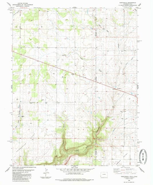 Classic USGS Northdale Colorado 7.5'x7.5' Topo Map Image