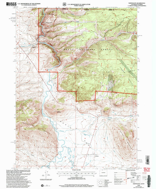 Classic USGS Northgate Colorado 7.5'x7.5' Topo Map Image