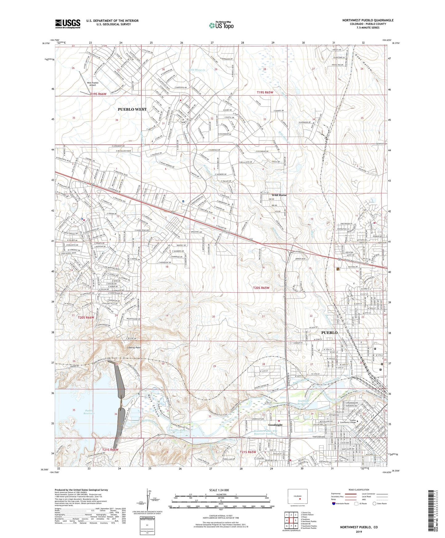 Northwest Pueblo Colorado US Topo Map Image