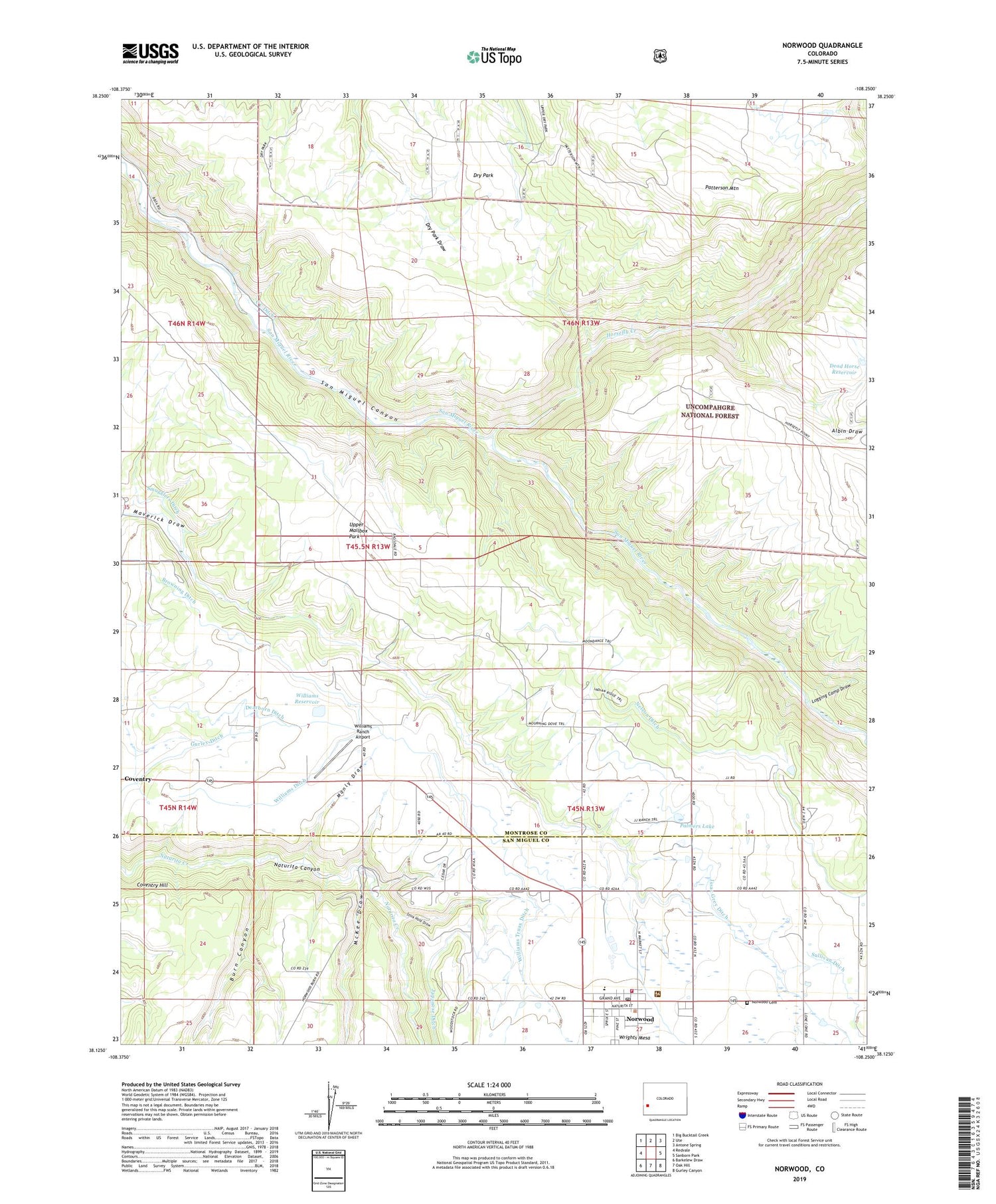 Norwood Colorado US Topo Map Image