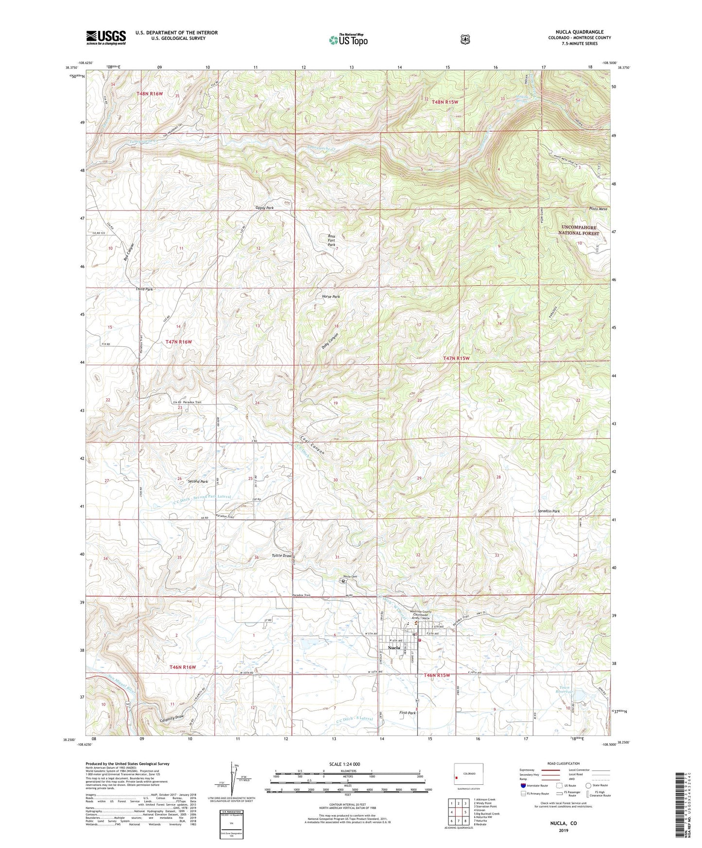 Nucla Colorado US Topo Map Image