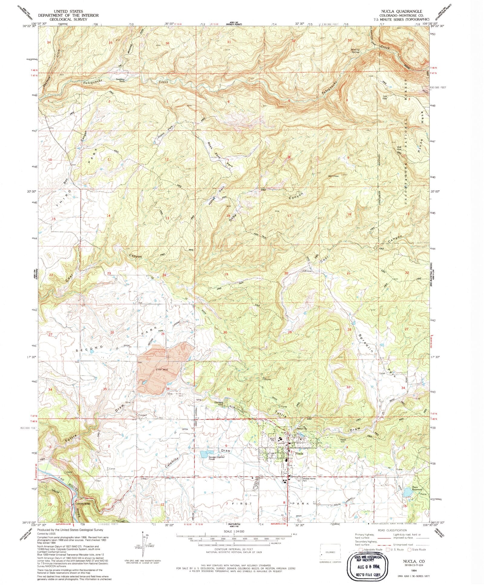 Classic USGS Nucla Colorado 7.5'x7.5' Topo Map MyTopo Map Store