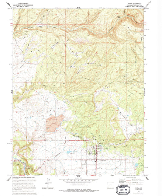 Classic USGS Nucla Colorado 7.5'x7.5' Topo Map Image