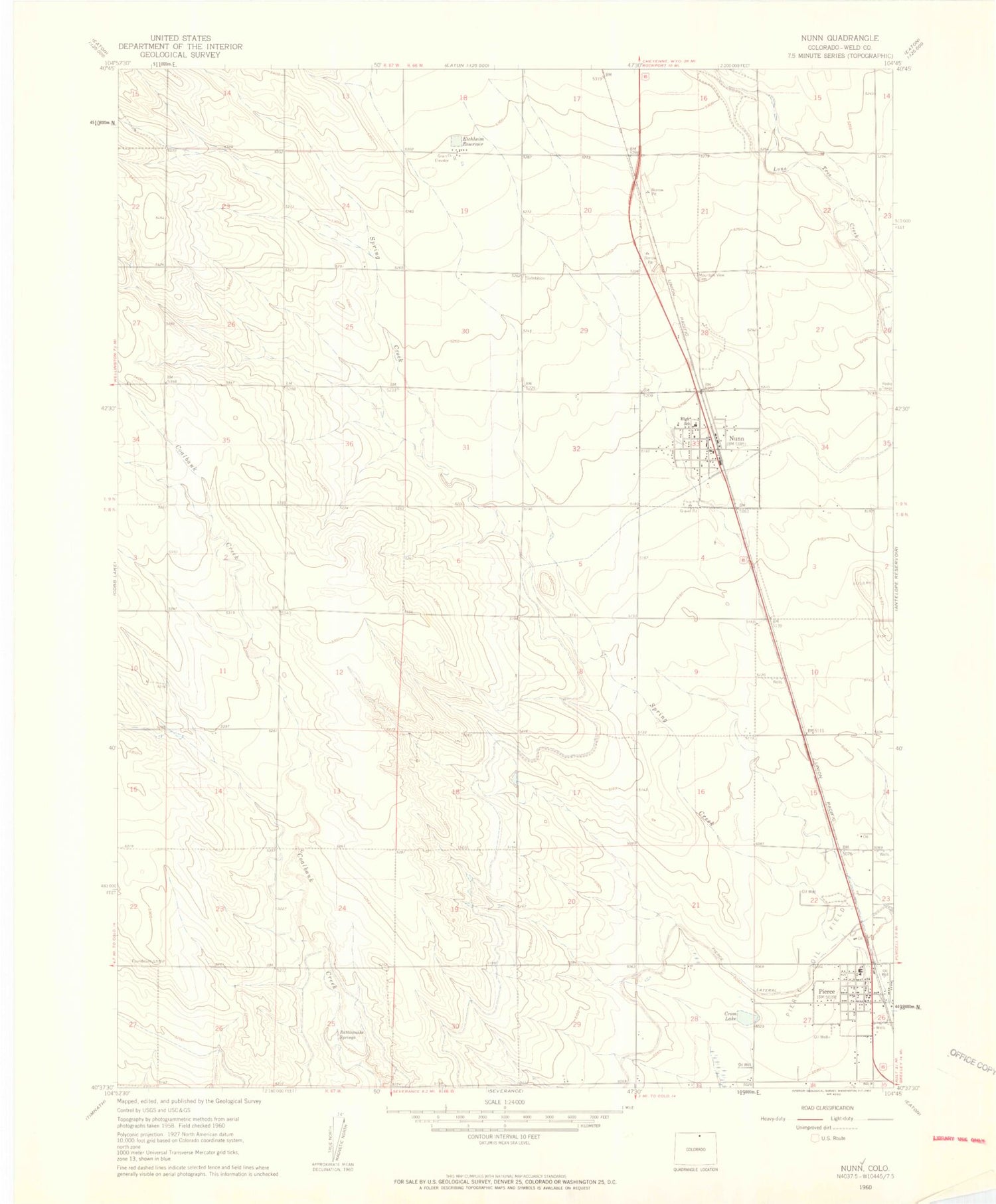 Classic USGS Nunn Colorado 7.5'x7.5' Topo Map Image