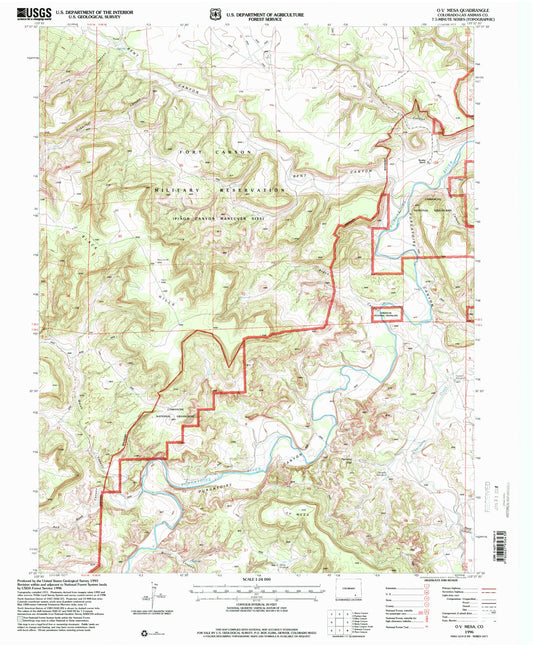 Classic USGS O V Mesa Colorado 7.5'x7.5' Topo Map Image