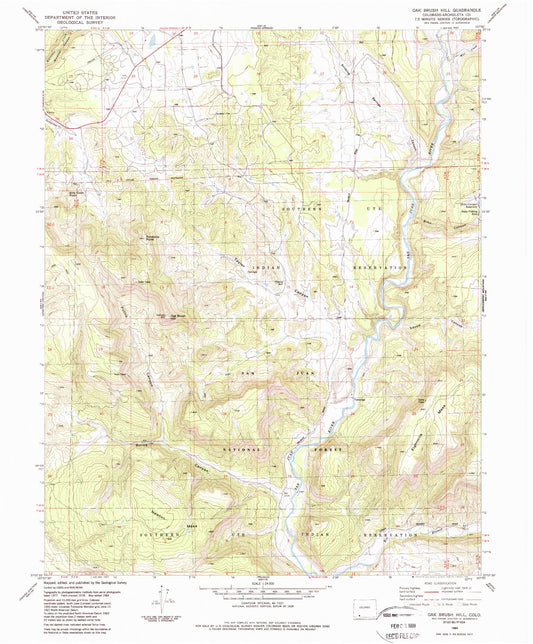 Classic USGS Oakbrush Hill Colorado 7.5'x7.5' Topo Map Image
