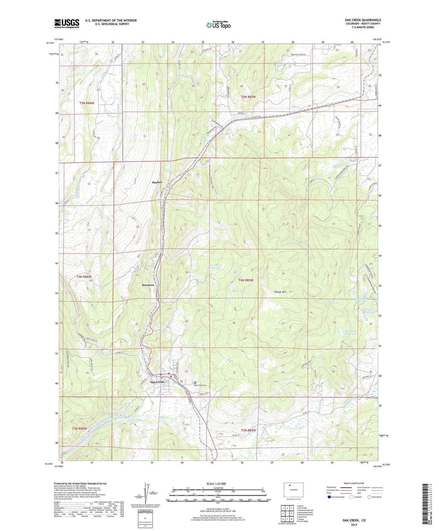Oak Creek Colorado US Topo Map Image