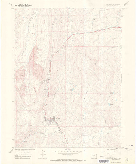 Classic USGS Oak Creek Colorado 7.5'x7.5' Topo Map Image