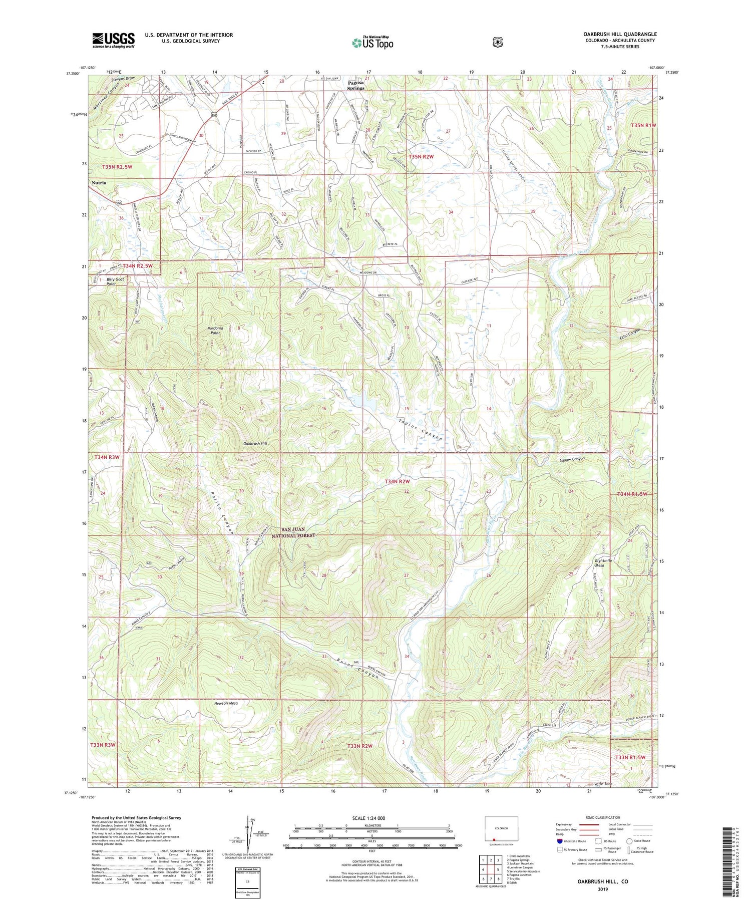 Oakbrush Hill Colorado US Topo Map Image