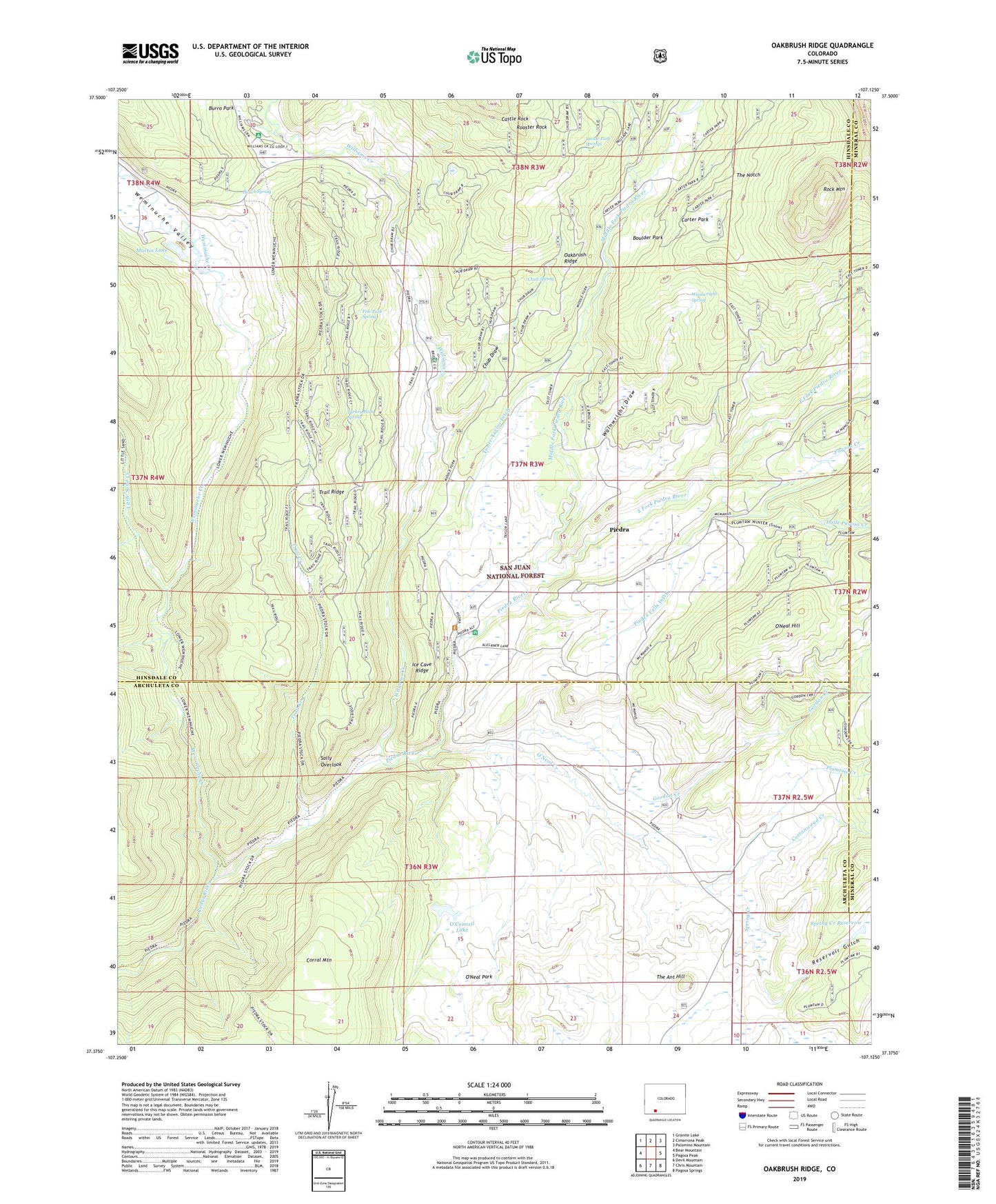 Oakbrush Ridge Colorado US Topo Map Image