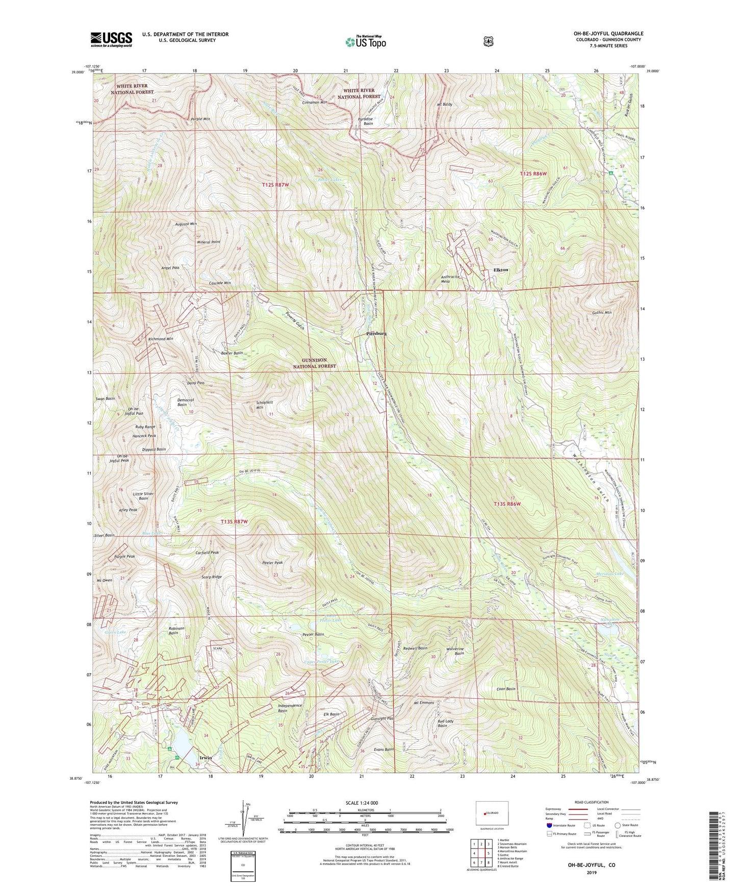 Oh-be-joyful Colorado US Topo Map Image