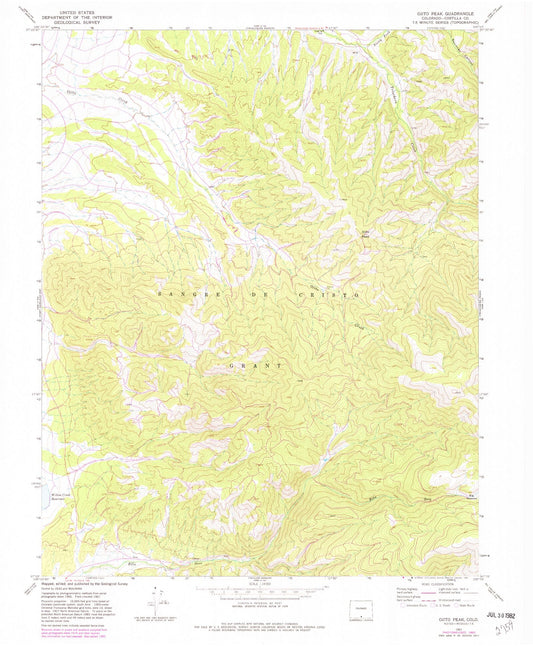 Classic USGS Ojito Peak Colorado 7.5'x7.5' Topo Map Image