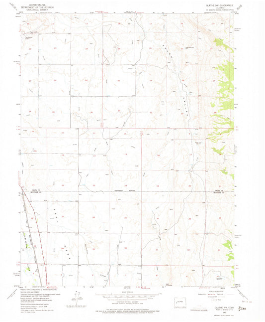 Classic USGS Olathe NW Colorado 7.5'x7.5' Topo Map Image