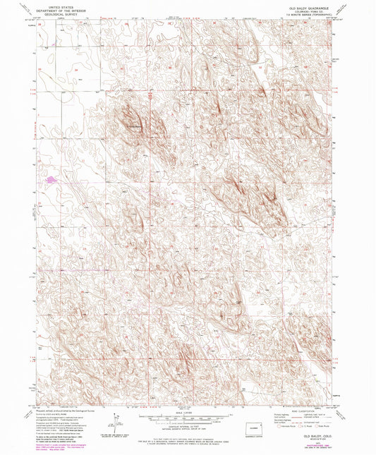 Classic USGS Old Baldy Colorado 7.5'x7.5' Topo Map Image