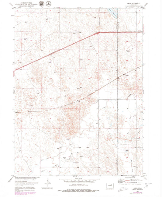 Classic USGS Omar Colorado 7.5'x7.5' Topo Map Image
