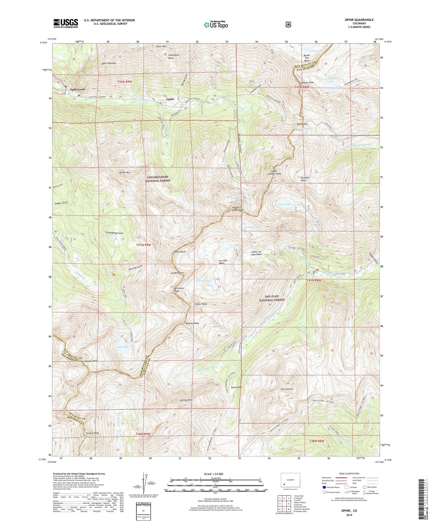 Ophir Colorado US Topo Map Image