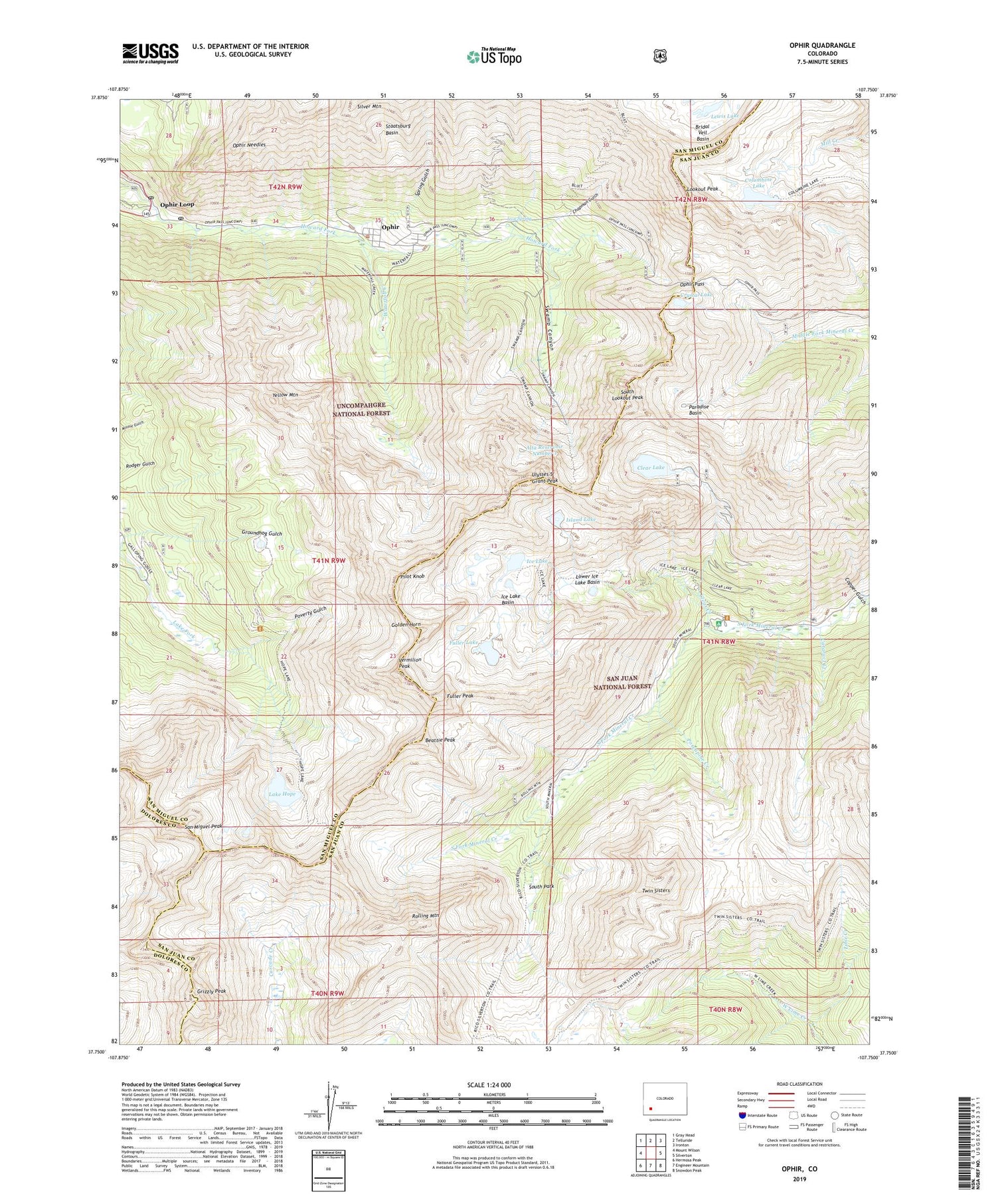 Ophir Colorado US Topo Map Image
