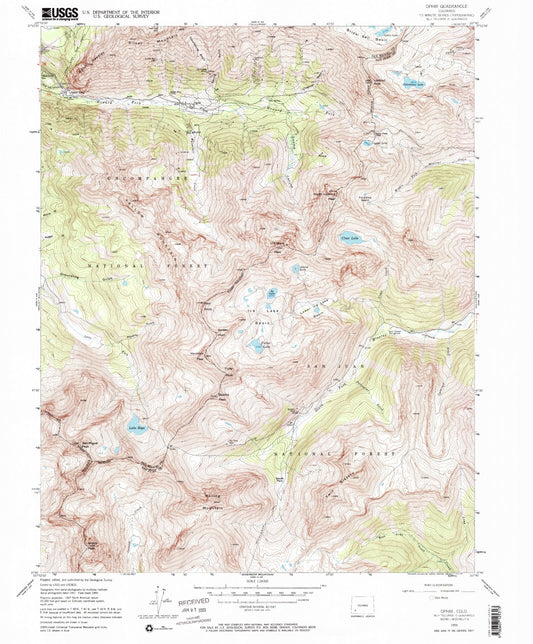 USGS Classic Ophir Colorado 7.5'x7.5' Topo Map Image