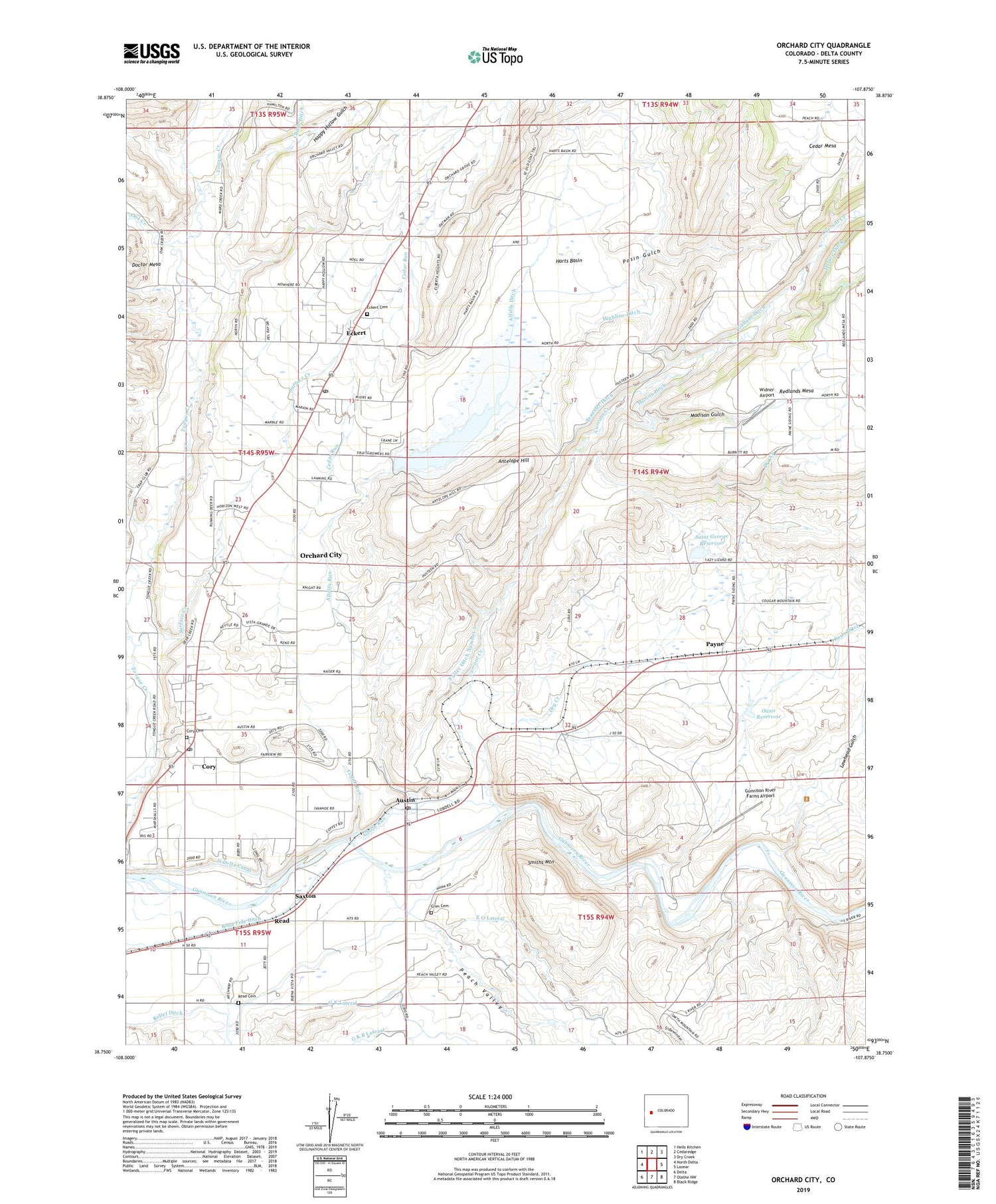 Orchard City Colorado US Topo Map Image