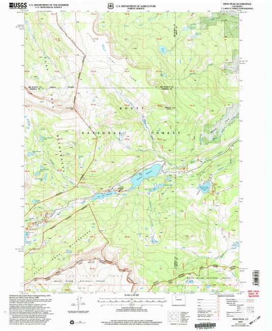 Classic USGS Orno Peak Colorado 7.5'x7.5' Topo Map Image