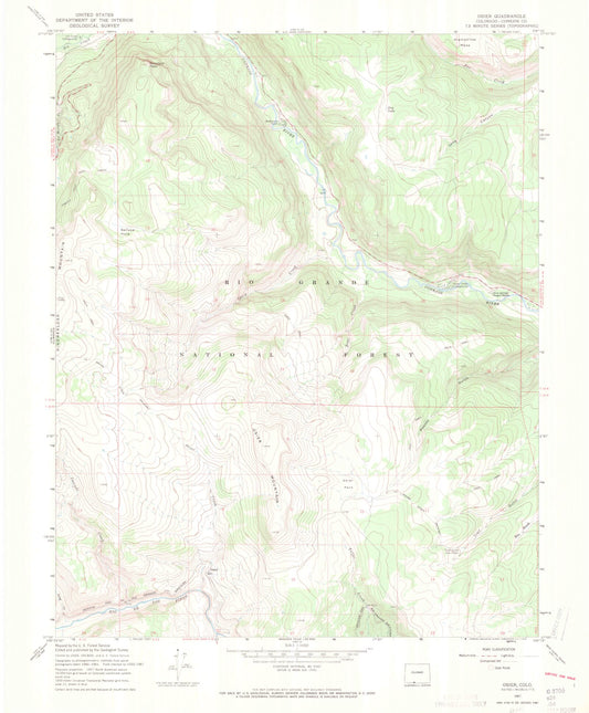 Classic USGS Osier Colorado 7.5'x7.5' Topo Map Image