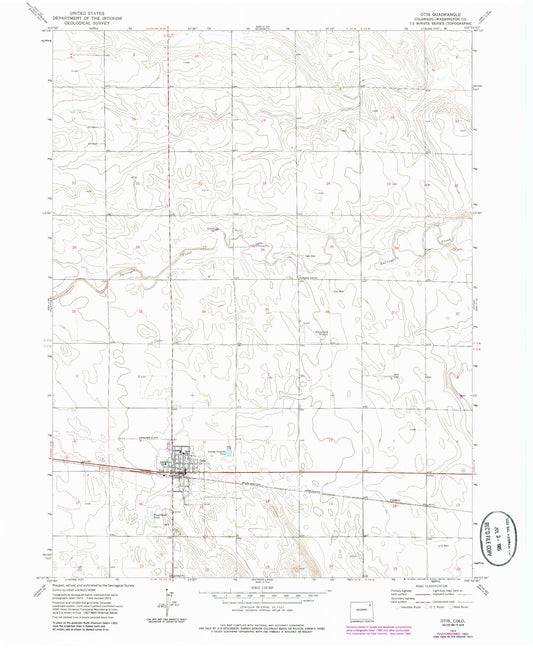 Classic USGS Otis Colorado 7.5'x7.5' Topo Map Image
