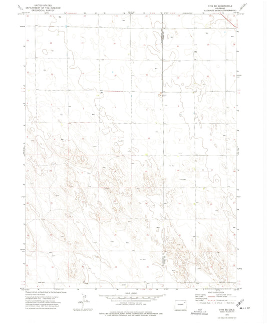 Classic USGS Otis SE Colorado 7.5'x7.5' Topo Map Image