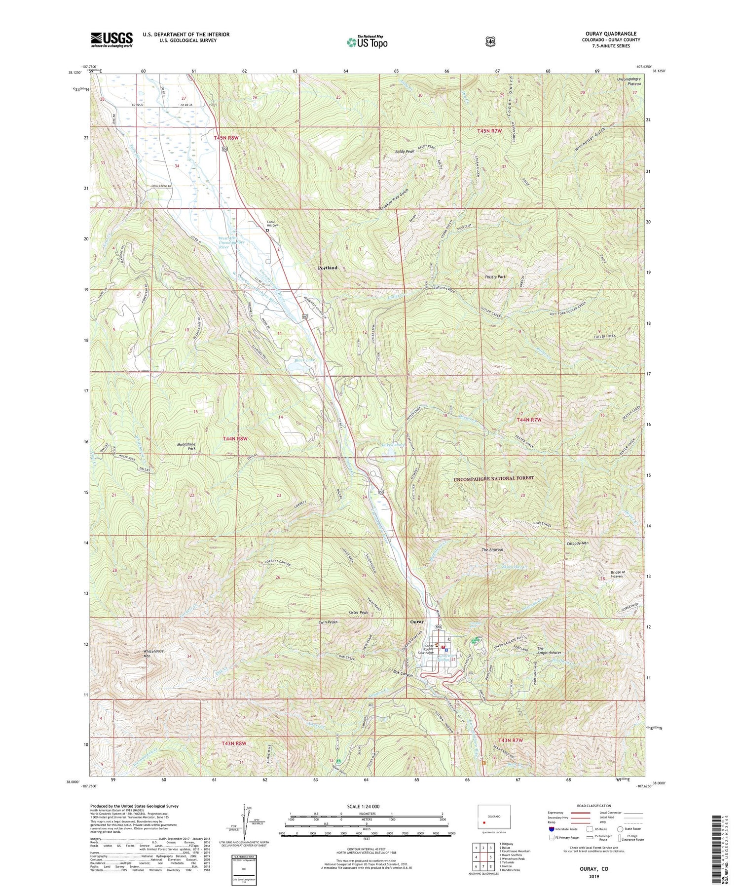 Ouray Colorado US Topo Map Image