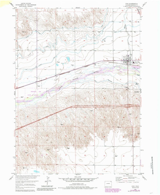 Classic USGS Ovid Colorado 7.5'x7.5' Topo Map Image