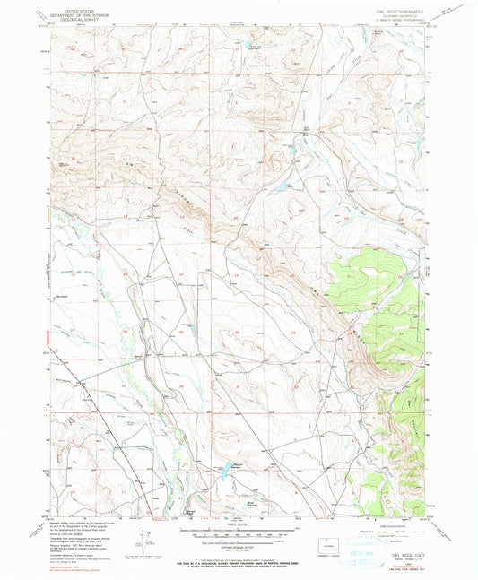 Classic USGS Owl Ridge Colorado 7.5'x7.5' Topo Map Image