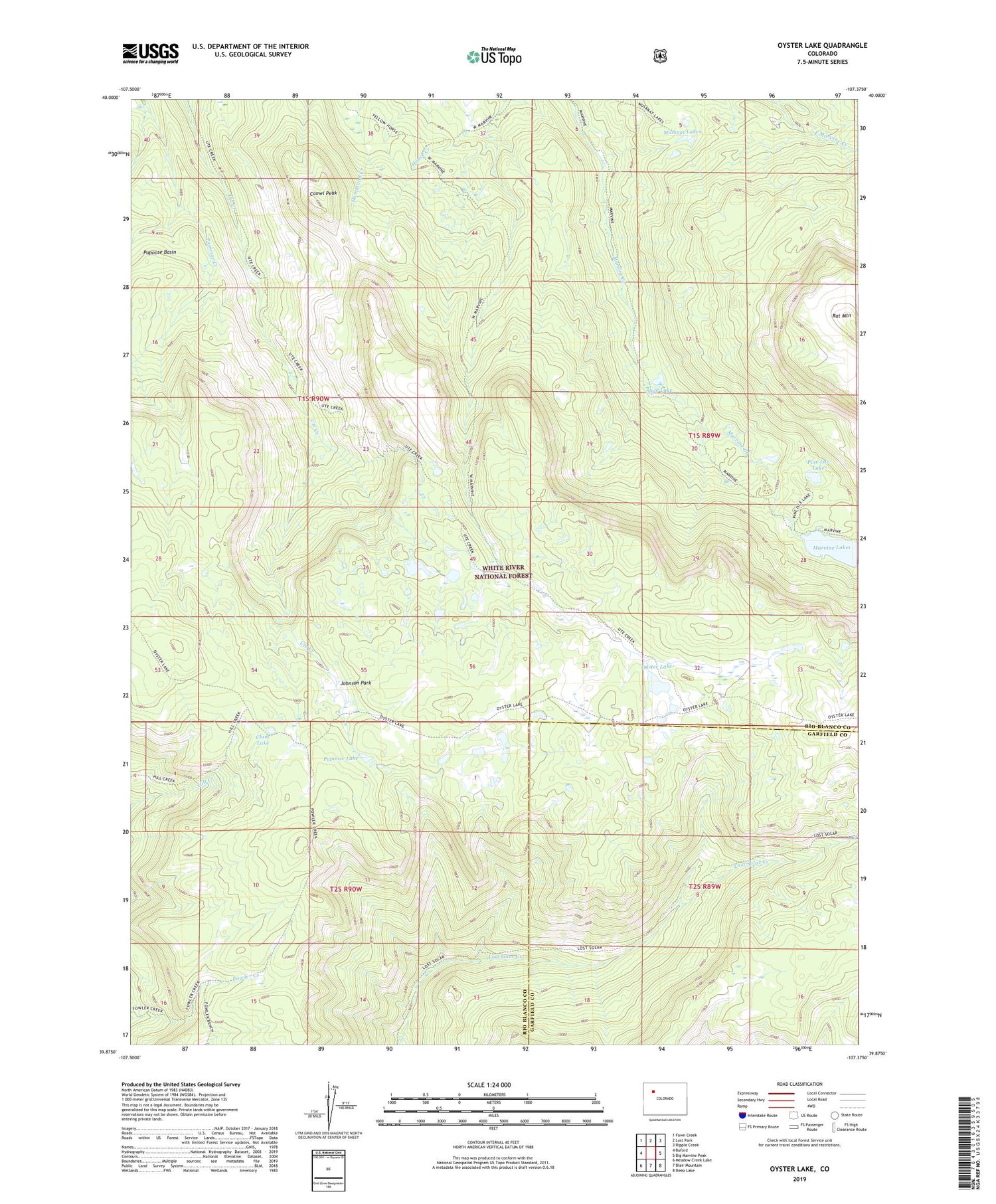 Oyster Lake Colorado US Topo Map Image
