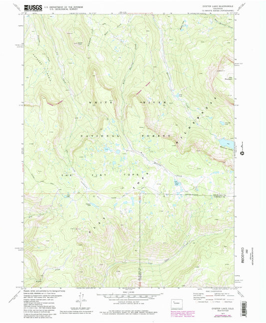 USGS Classic Oyster Lake Colorado 7.5'x7.5' Topo Map Image