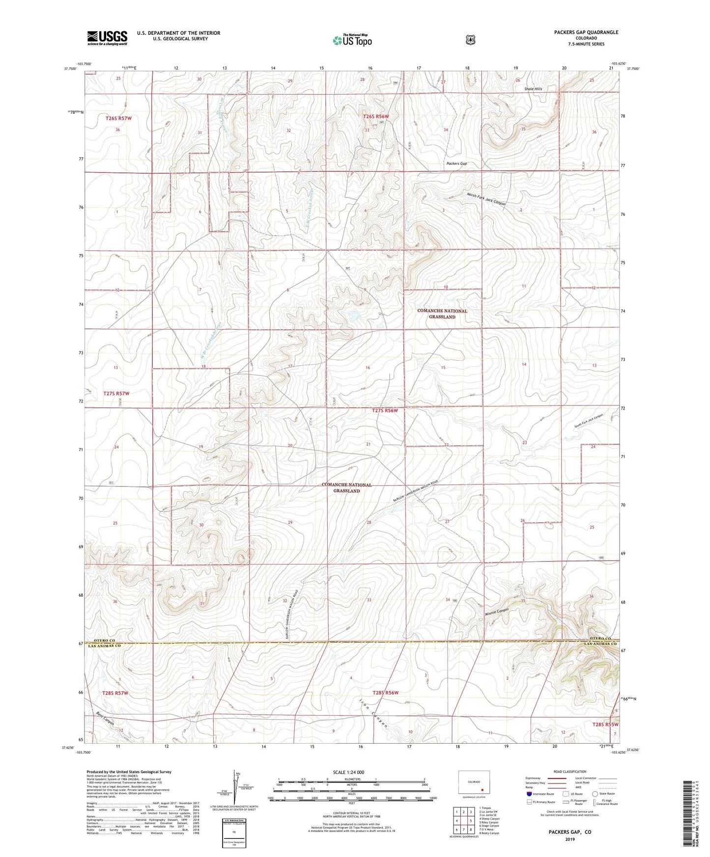 Packers Gap Colorado US Topo Map Image