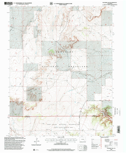 Classic USGS Packers Gap Colorado 7.5'x7.5' Topo Map Image