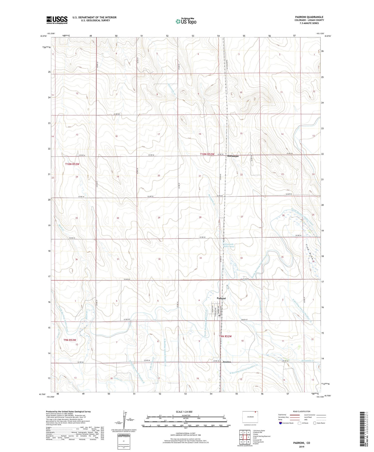 Padroni Colorado US Topo Map Image