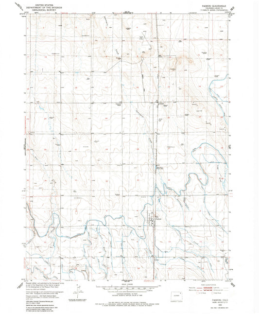 Classic USGS Padroni Colorado 7.5'x7.5' Topo Map Image