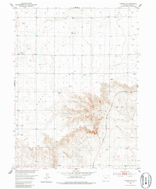 Classic USGS Padroni NW Colorado 7.5'x7.5' Topo Map Image