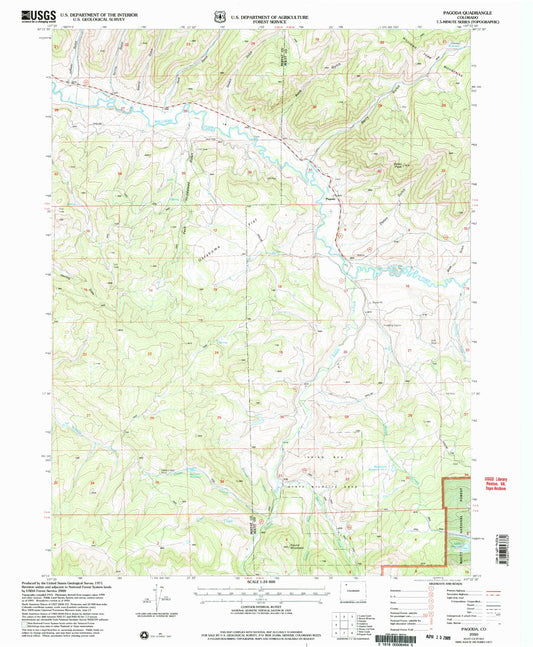 Classic USGS Pagoda Colorado 7.5'x7.5' Topo Map Image