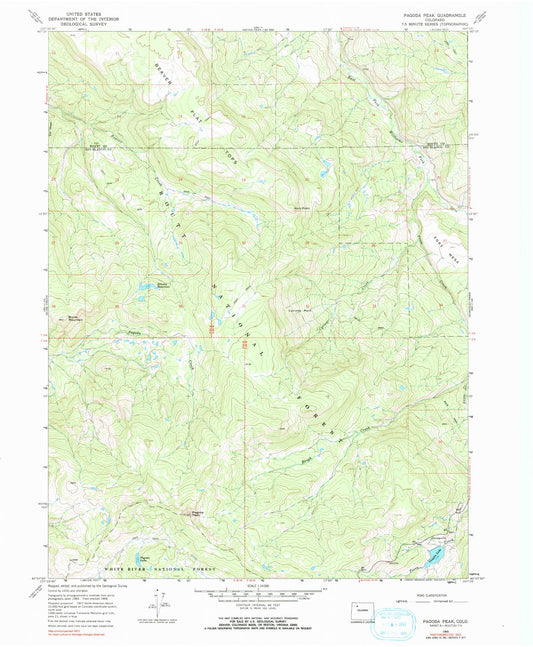 USGS Classic Pagoda Peak Colorado 7.5'x7.5' Topo Map Image