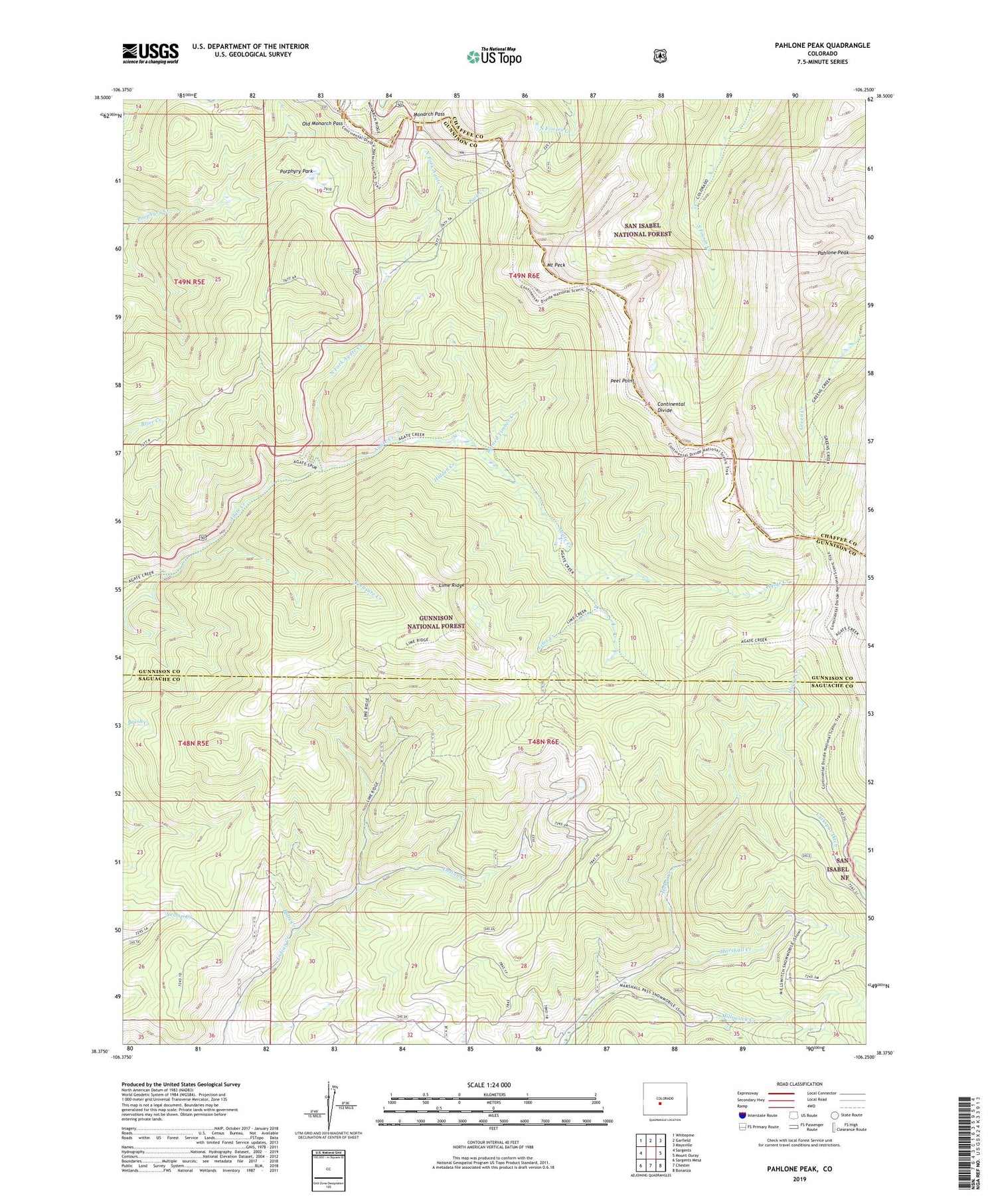 Pahlone Peak Colorado US Topo Map Image