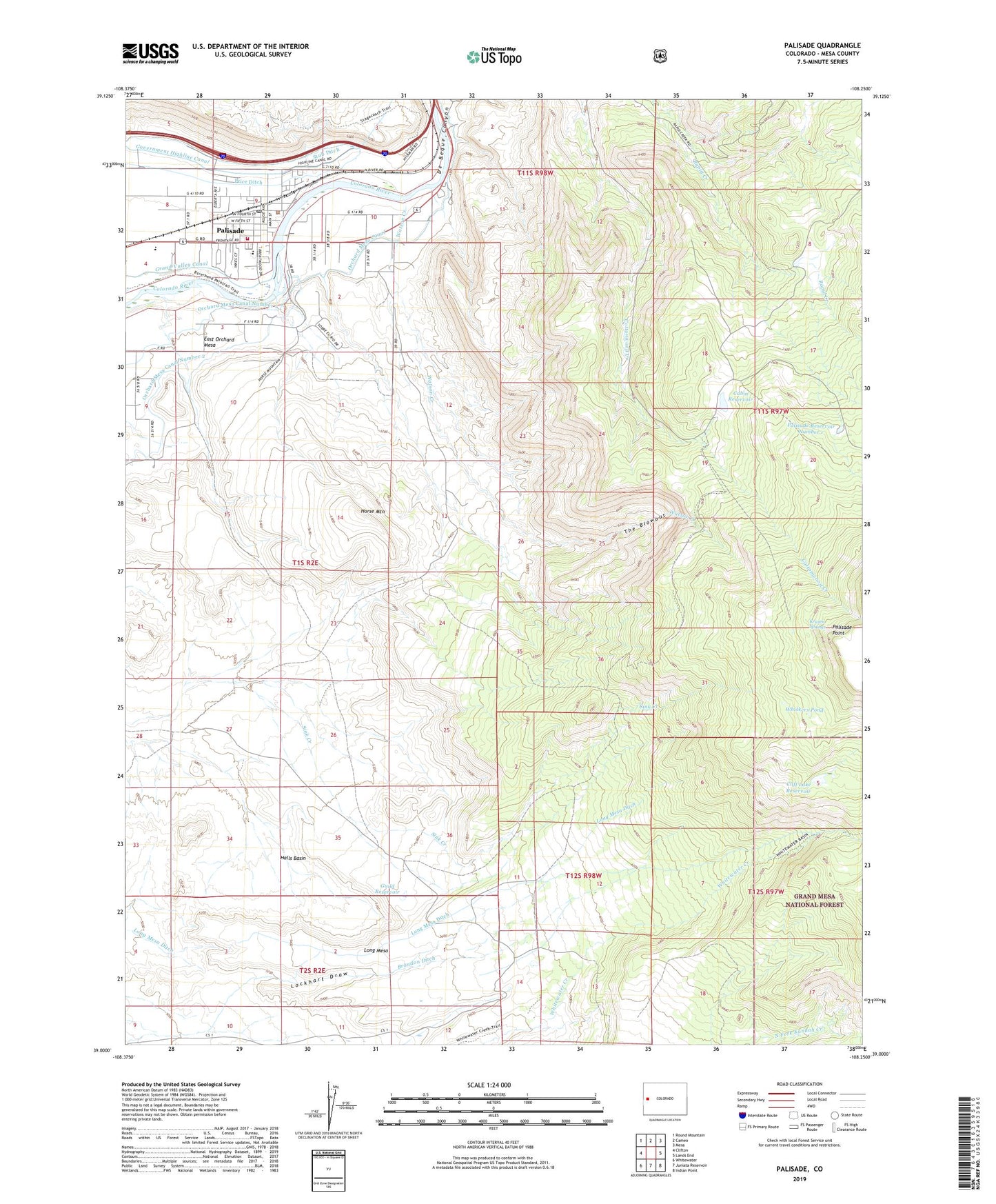 Palisade Colorado US Topo Map Image