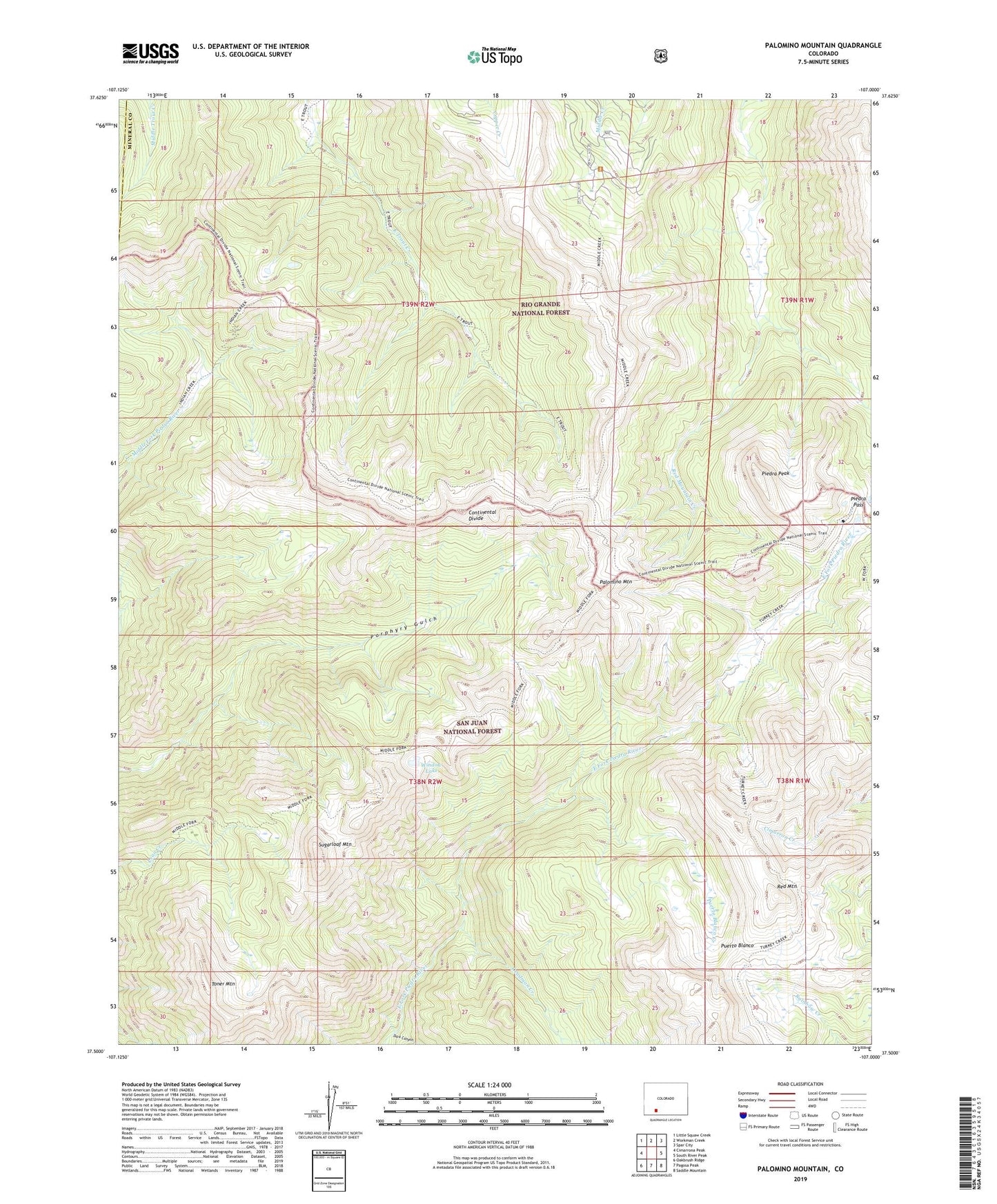 Palomino Mountain Colorado US Topo Map Image