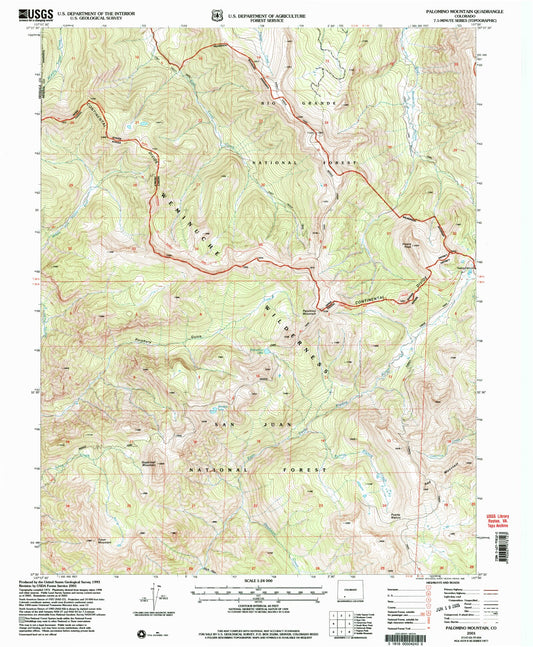 Classic USGS Palomino Mountain Colorado 7.5'x7.5' Topo Map Image